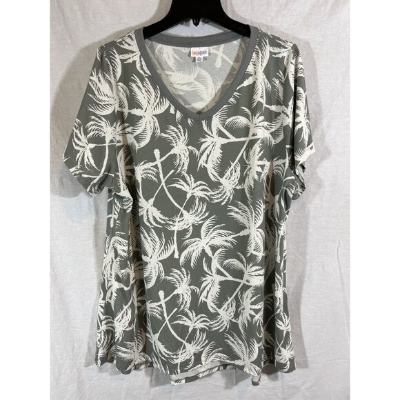 LuLaRoe 3XL Gray Palm Tree Print Shirt - Picture 1 of 6